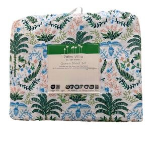 Palm Villa Tropical Print Queen 4pc Sheet Set